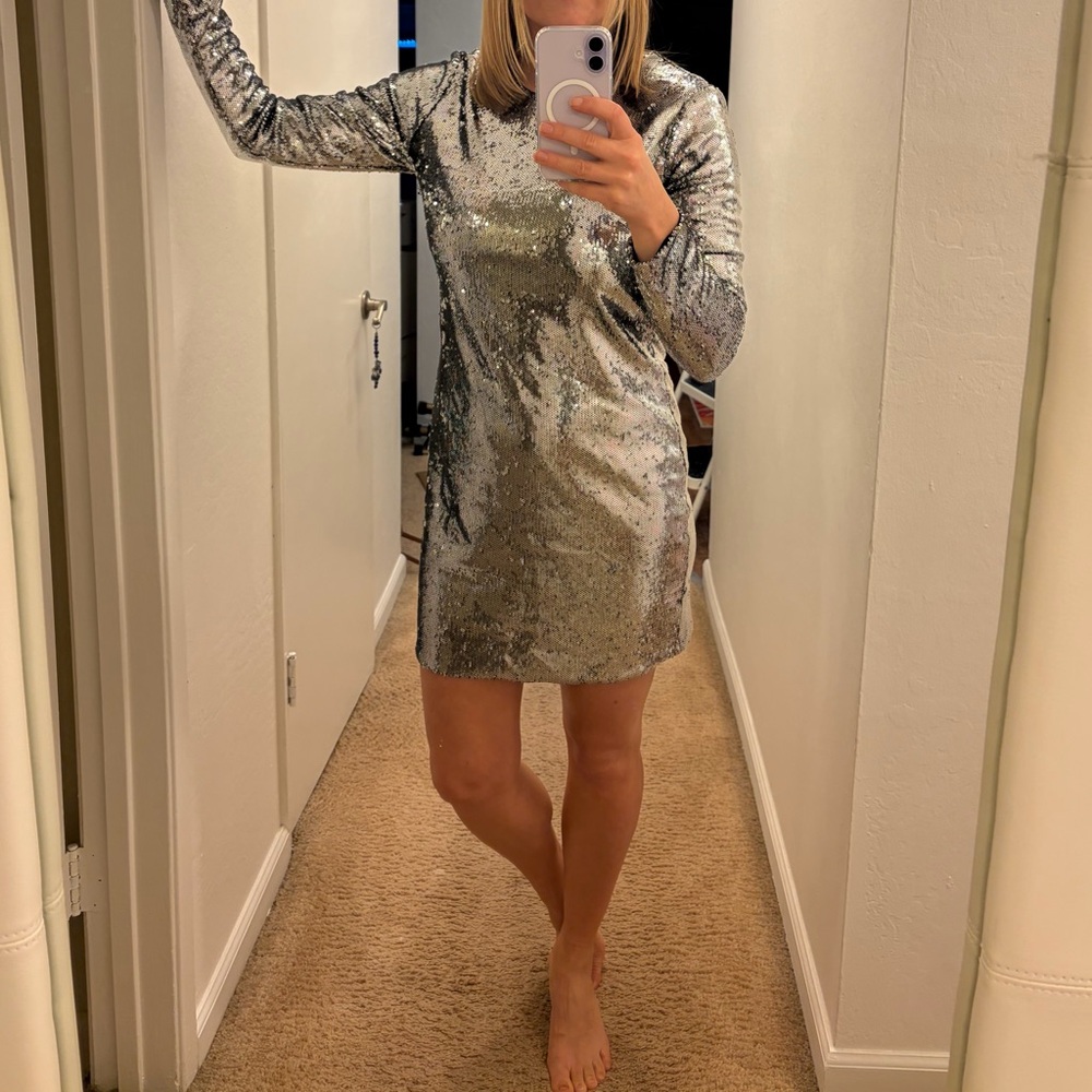 Michael Kors Silver Sequin Dress size M